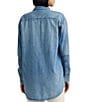 Color:Isla Wash - Image 2 - Denim Point Collar Long Sleeve Shirt