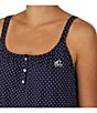 Color:Navy Print - Image 3 - Dot Printed Double Strap Knit Short Cotton Nightgown