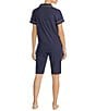 Lauren Ralph Lauren Dotted Print Short Sleeve Notch Collar Cotton Knit Bermuda Pajama Set, Color:Navy Dot - Image 2