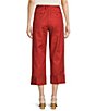 Color:Red Sunstone - Image 2 - Double Faced Stretch Cotton High Rise Wide Leg Pleat Front Roll Cuff Cropped Pants