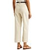 Color:Mascarpone Cream - Image 2 - Double Faced Stretch Cotton High Rise Wide Leg Pleat Front Roll Cuff Cropped Pants