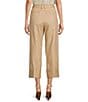 Color:Tan - Image 2 - Double Faced Stretch Cotton High Rise Wide Leg Pleat Front Roll Cuff Cropped Pants