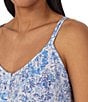 Color:Blue Floral - Image 3 - Double Strap Button-Front Detail V-Neck Jersey Knit Floral Print Chemise