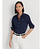 Color:Lauren Navy - Image 4 - Easy Care Point Collar Long Sleeve Cotton Blend Shirt