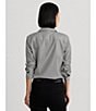 Color:Black/White - Image 5 - Easy Care Striped Print Point Collar Shirttail Hem Long Sleeve Shirt