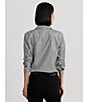 Lauren Ralph Lauren Easy Care Striped Print Point Collar Shirttail Hem Long Sleeve Shirt, Color:Black/White - Image 5