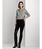 Lauren Ralph Lauren Easy Care Striped Print Point Collar Shirttail Hem Long Sleeve Shirt, Color:Black/White - Image 6