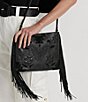 Color:Black - Image 6 - Elaina Butterfly Floral Embossed Leather Fringe Crossbody Bag