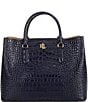 Lauren Ralph Lauren Marcy Crocodile Embossed Large Satchel Tote Bag, Color:Navy - Image 1