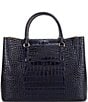 Lauren Ralph Lauren Marcy Crocodile Embossed Large Satchel Tote Bag, Color:Navy - Image 2