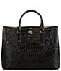 Lauren Ralph Lauren Marcy Crocodile Embossed Large Satchel Tote Bag, Color:Black - Image 1