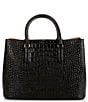 Lauren Ralph Lauren Marcy Crocodile Embossed Large Satchel Tote Bag, Color:Black - Image 2
