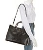 Lauren Ralph Lauren Marcy Crocodile Embossed Large Satchel Tote Bag, Color:Black - Image 4