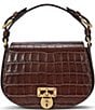 Lauren Ralph Lauren Embossed Medium Tanner Crossbody Bag, Color:Dark Mahogany - Image 1