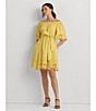 Color:Primrose Yellow - Image 4 - Eyelet Cotton Off-the-Shoulder Dress