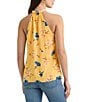Color:Yellow Multi - Image 2 - Floral Crinkle Georgette Halter Top