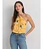 Color:Yellow Multi - Image 4 - Floral Crinkle Georgette Halter Top