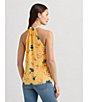 Color:Yellow Multi - Image 5 - Floral Crinkle Georgette Halter Top