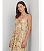 Color:Cream Multi - Image 6 - Floral Metallic Chiffon Sweetheart Neck Strapless Ruffled Gown