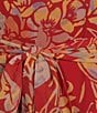 Lauren Ralph Lauren Floral Print Crinkle Georgette V-Neck Ruffle Trim A-Line Maxi Dress, Color:Red Multi - Image 3