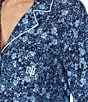 Color:Navy/Print - Image 3 - Floral Print 3/4 Sleeve Notch Collar Knit Capri Pajama Set