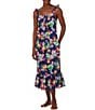 Color:Multi Floral - Image 1 - Floral Print Flutter Strap Button Neck Nightgown