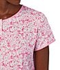Color:Pink Floral - Image 3 - Floral Print Short Sleeve Button Crew Neck Ankle Pant Pajama Set