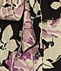 Color:Black/Lavender/Cream - Image 4 - Floral Print Tie V-Neck Long Puffed Sleeve Stretch Jersey Ruffle Trim Top