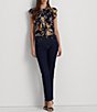 Color:Navy Multi - Image 4 - Floral Ruffle Trimmed Band Collar Sleeveless Shirt