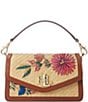 Color:Antique Natural/Lauren Tan - Image 1 - Floral Woven Straw Small Tayler Crossbody Bag