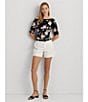 Color:Black/Cream Multi - Image 6 - Floral Stretch Cotton Slim Fit Boat Neck Tee Shirt