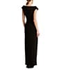 Color:Black - Image 2 - Fold Over Collar V-Neck Sleeveless Side Slit Gown