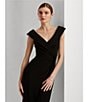 Color:Black - Image 3 - Fold Over Collar V-Neck Sleeveless Side Slit Gown