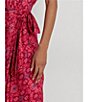 Color:Fuchsia Multi - Image 6 - Geometric Tie Waist Short Sleeve Spread Collar Shirt Dress