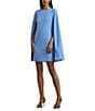Lauren Ralph Lauren Georgette Crew Neck Cape Overlay A-Line Mini Dress, Color:Sky Blue - Image 1