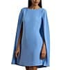 Lauren Ralph Lauren Georgette Crew Neck Cape Overlay A-Line Mini Dress, Color:Sky Blue - Image 3
