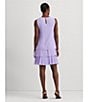 Color:Wild Lavender - Image 5 - Georgette Round Neck Sleeveless Tiered Belted Chain Mini Dress