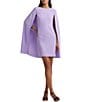 Color:Wild Lavender - Image 1 - Georgette Round Neck Cape Back Dress