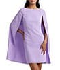 Color:Wild Lavender - Image 3 - Georgette Round Neck Cape Back Dress