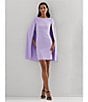 Color:Wild Lavender - Image 4 - Georgette Round Neck Cape Back Dress
