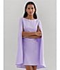 Color:Wild Lavender - Image 6 - Georgette Round Neck Cape Back Dress