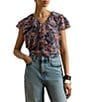 Lauren Ralph Lauren Georgette V-Neck Flutter Sleeve Blouse - Image 1