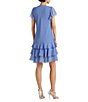 Color:Blue Mist - Image 2 - Georgette V-Neck Flutter Sleeve Drop Waist Dress