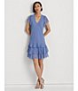 Color:Blue Mist - Image 3 - Georgette V-Neck Flutter Sleeve Drop Waist Dress