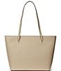 Lauren Ralph Lauren Gold Hardware Crosshatch Leather Medium Karly Tote Bag, Color:Tan - Image 1