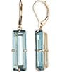 Color:Aqua Blue - Image 1 - Gold Tone Baguette Drop Earrings