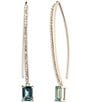 Color:Gold/Turquoise - Image 1 - Gold Tone Pave Stone Threader Earrings