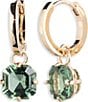 Color:Light Green - Image 1 - Gold Tone Stone Huggie Drop Earrings