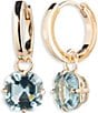 Color:Aqua Blue - Image 1 - Gold Tone Stone Huggie Drop Earrings