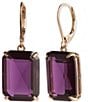 Color:Gold/Purple - Image 1 - Gold Tone Leverback Stone Drop Earrings